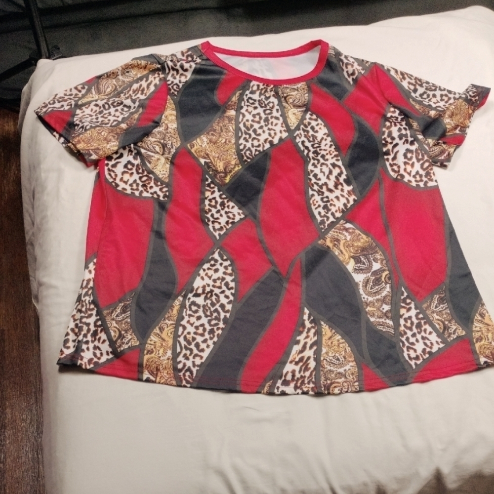 Paisley Animal Print Womens Top Size 1X